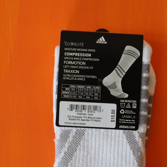 Adidas: White Speed Mesh Crew Climalite Socks - Picture 4 of 4